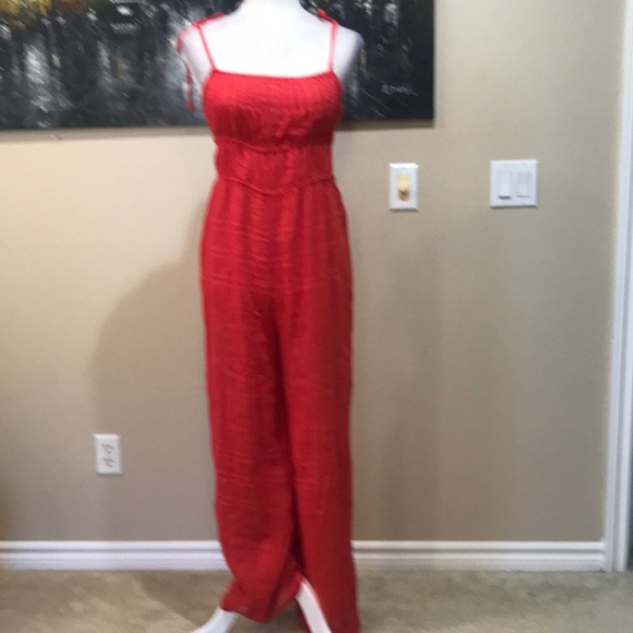 NWT Urban Outfitters Sleeveless Cotton Open Side  Wide Leg Jumpsuit-Size M - Picture 1 of 11